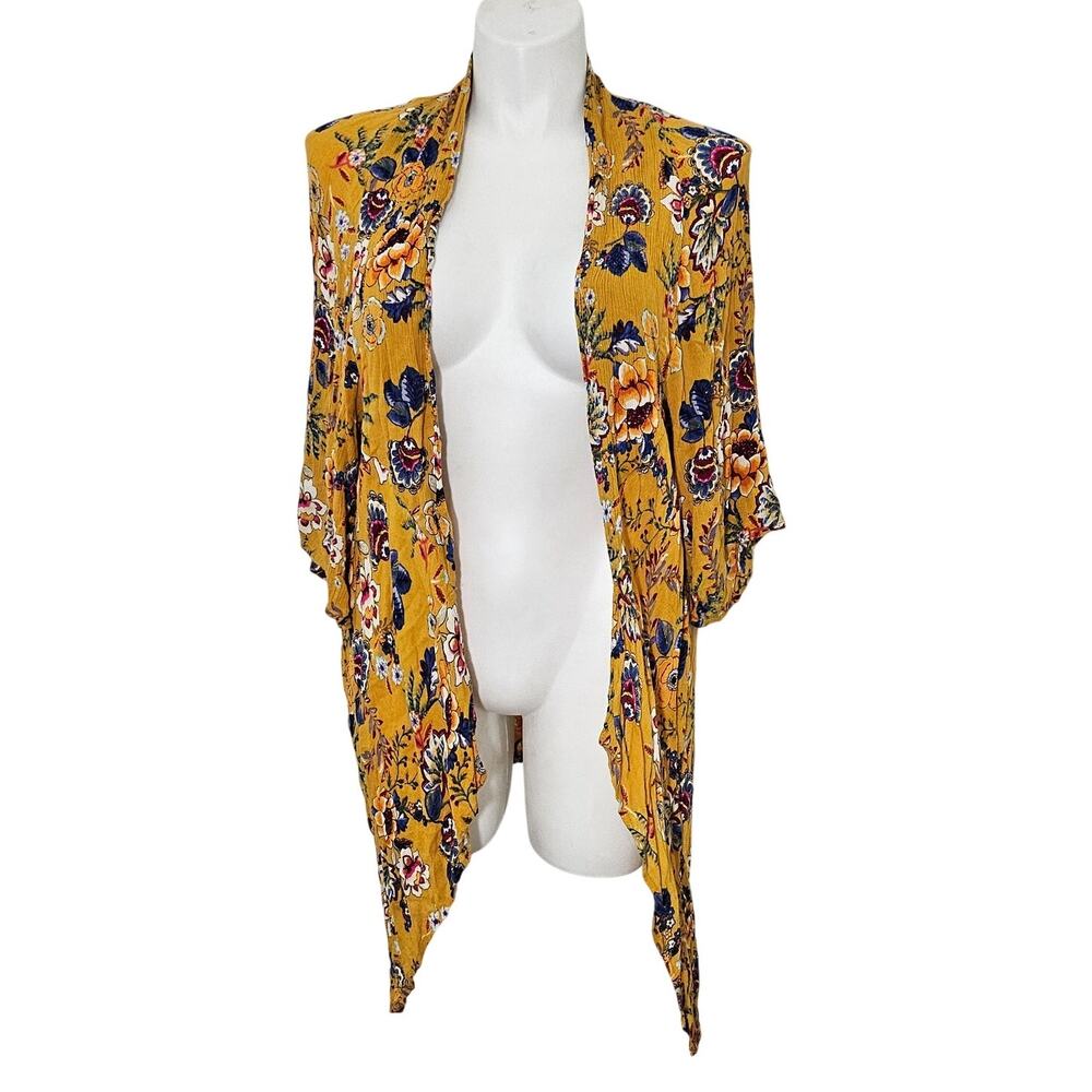 Patrons Of Peace Kimono Cardigan Floral Open Front 3/4 Sleeve OS